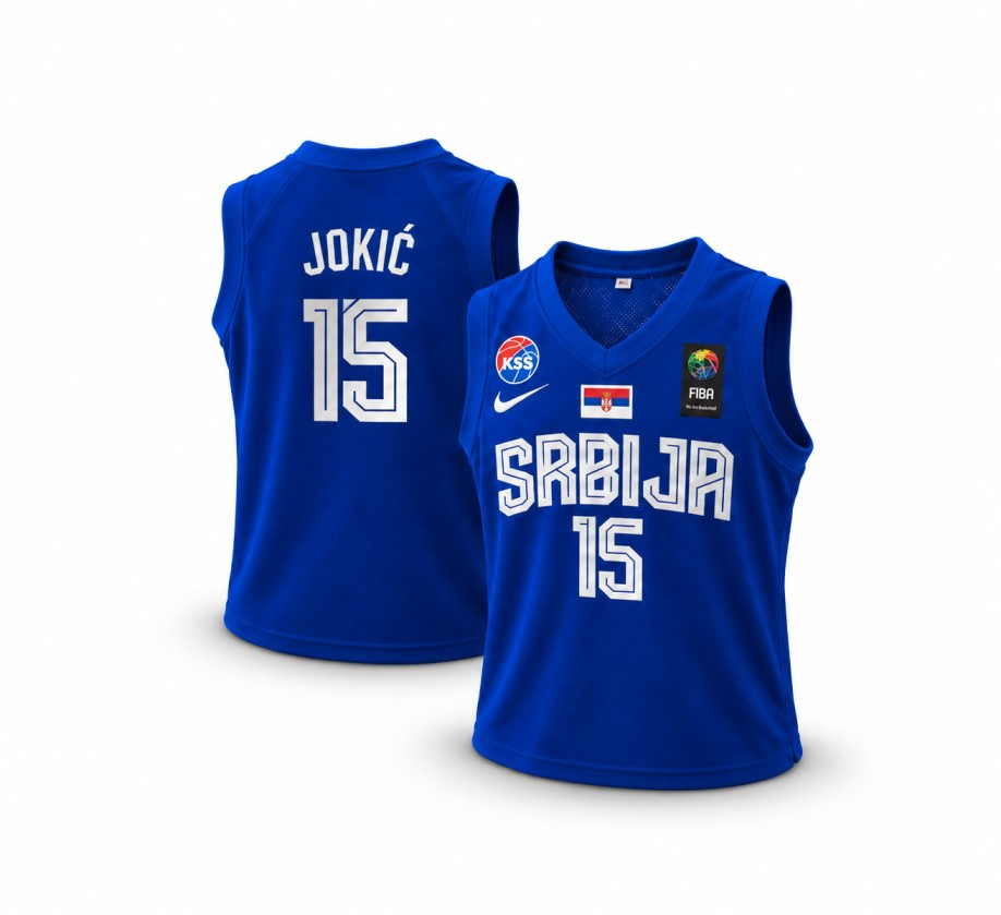 Nike basketball jersey of the Serbian national team featuring the number 15