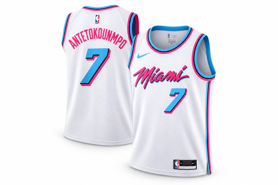 Miami Heat "Vice City" edition Swingman basketball jersey featuring